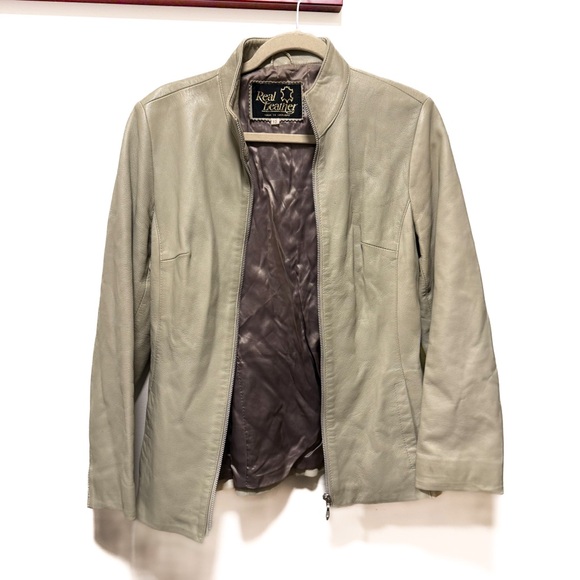 VTG 70s Cream Leather Cafe Racer Jacket UK Small Made in England - Picture 2 of 16